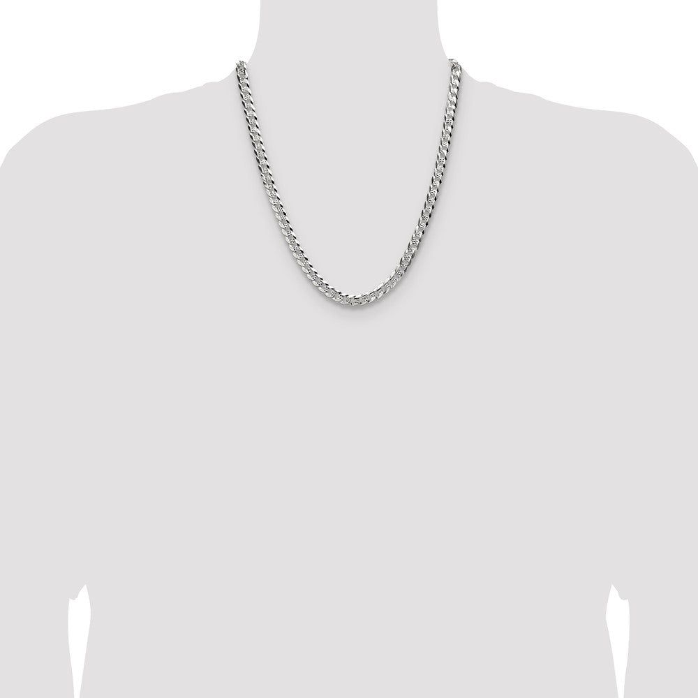 Buy Stylish Sterling Silver 6.75mm Flat Diamond-Cut Pave Curb Chain - Value!
