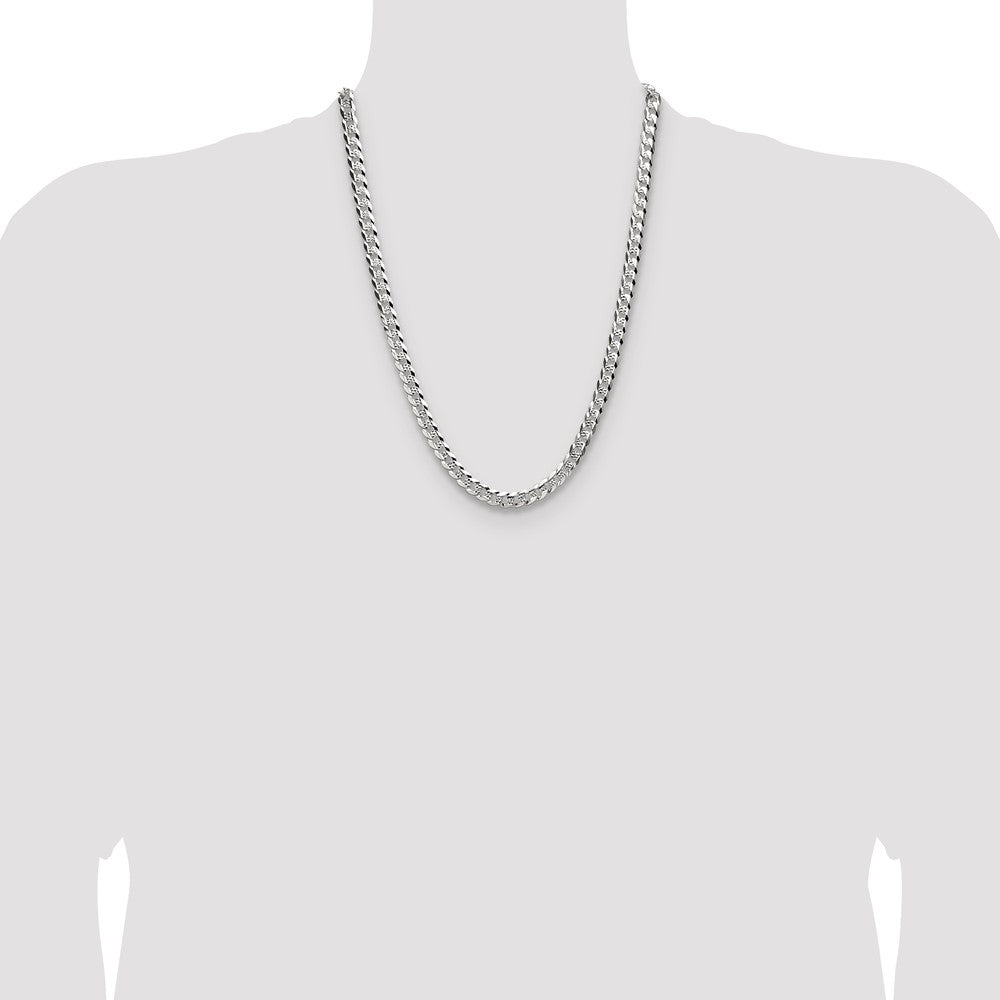 Buy Stylish 6.75mm Flat Diamond-Cut Pave Sterling Silver Chain - Luxury Value!