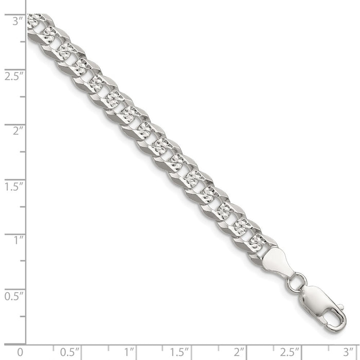 High-Quality Sterling Silver 6.75mm Pave Curb Chain - Stylish & Affordable!-2