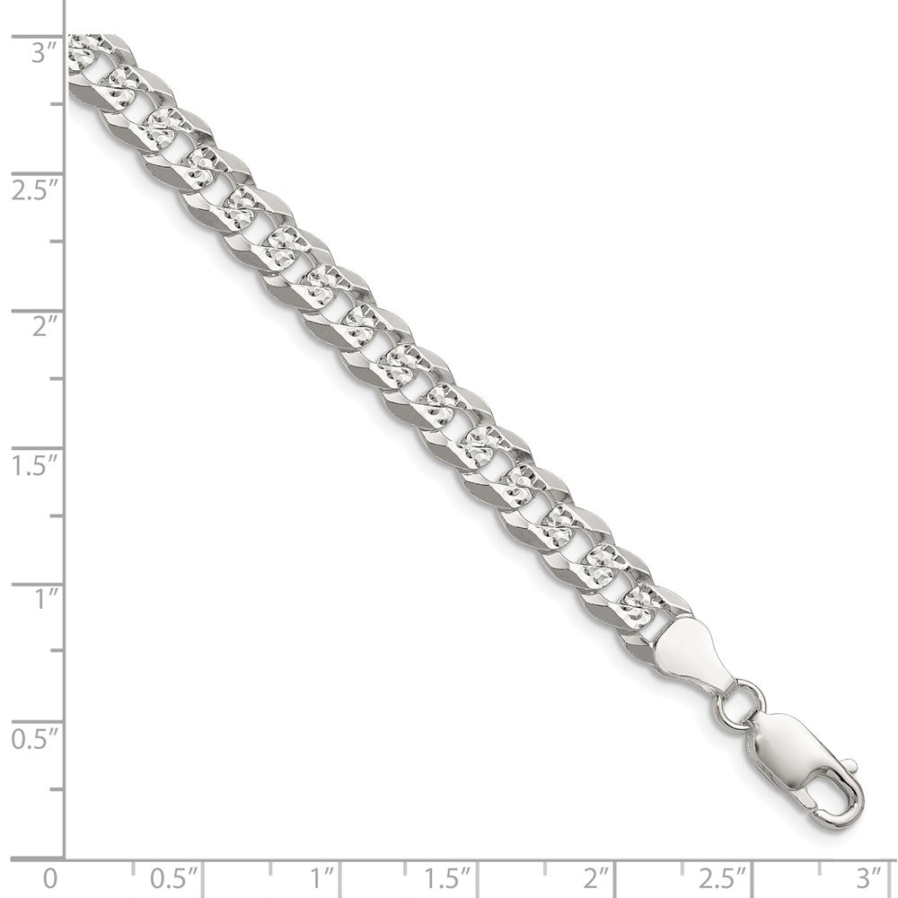 Buy Stylish Sterling Silver 6.75mm Flat Diamond-Cut Pave Curb Chain