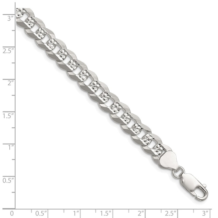 Buy Exclusive 7.9mm Flat Diamond-Cut Pave Curb Chain - Stylish Sterling Silver-2