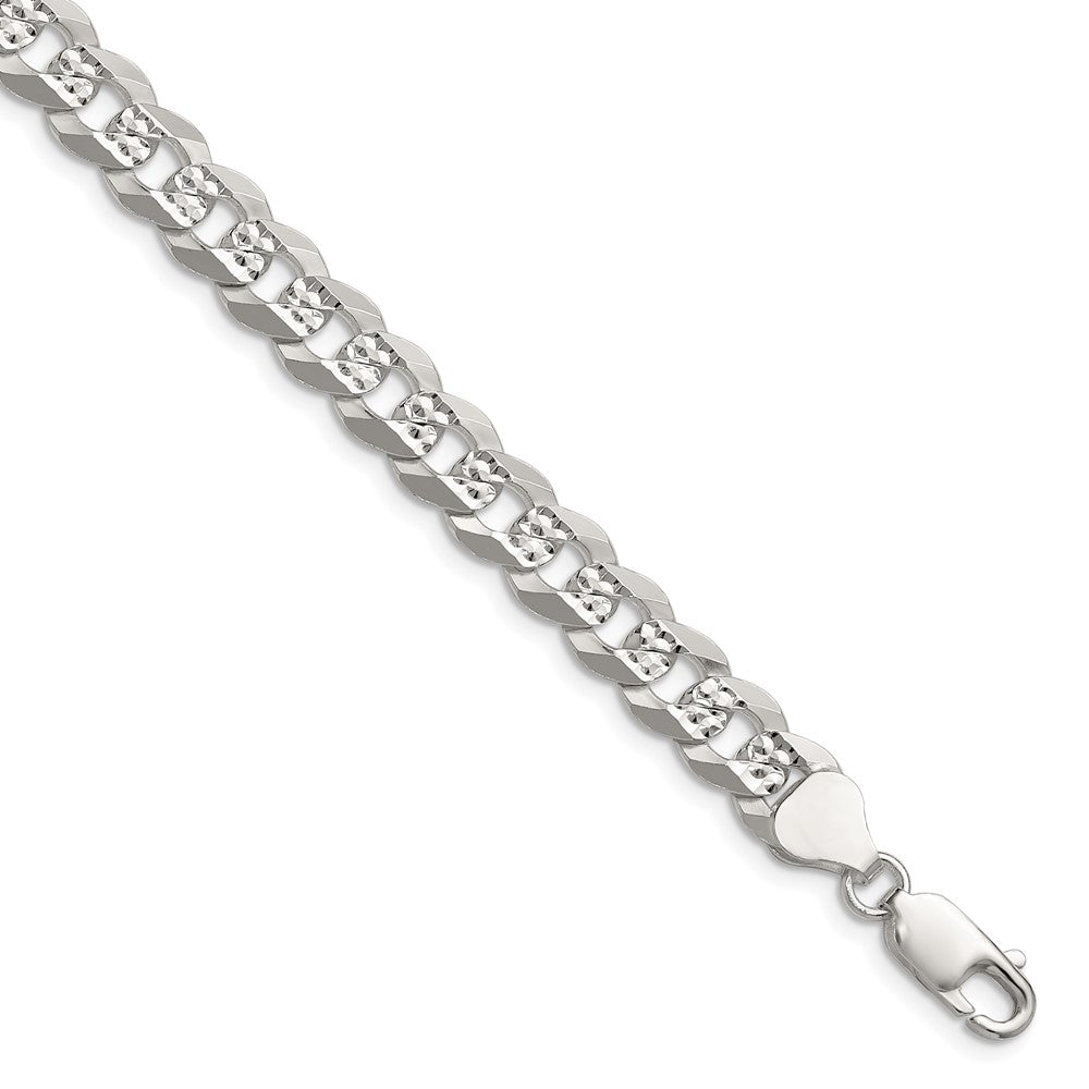 Buy Exclusive 7.9mm Flat Diamond-Cut Pave Curb Chain - Stylish Sterling Silver