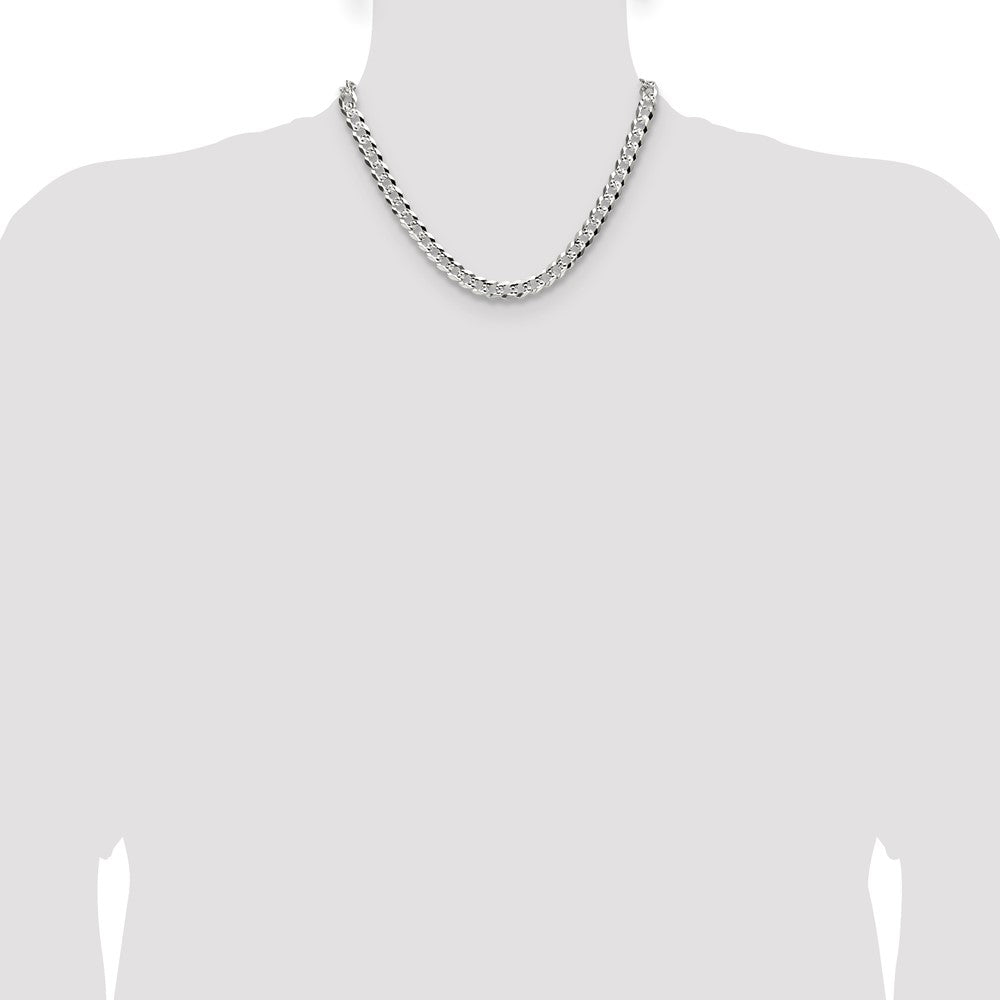 Buy Exclusive Sterling Silver 8.25mm Diamond-Cut Pave Curb Chain - Stylish Value