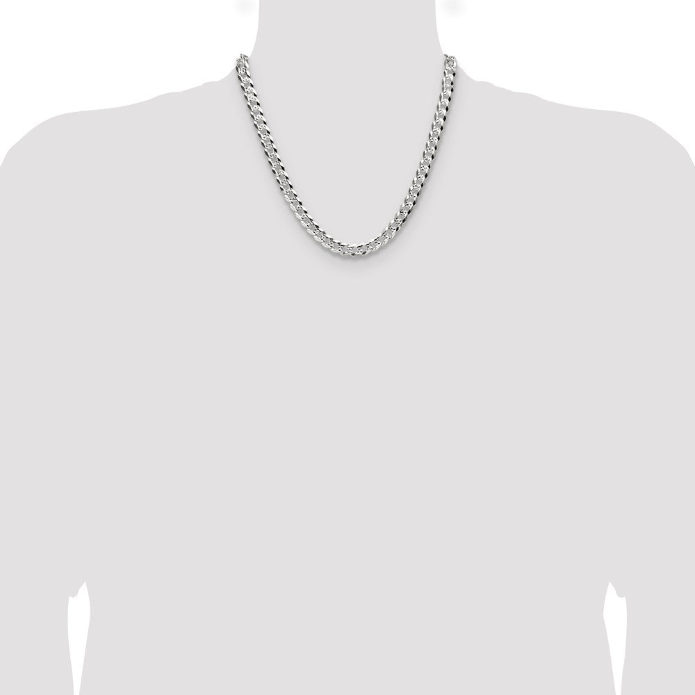 Buy Stylish 8.25mm Flat Diamond-Cut Pave Curb Chain in Sterling Silver