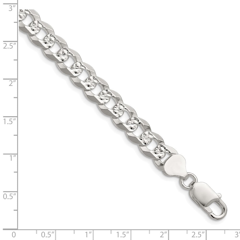 Buy Stylish Sterling Silver 8.25mm Flat Diamond Cut Pave Curb Chain