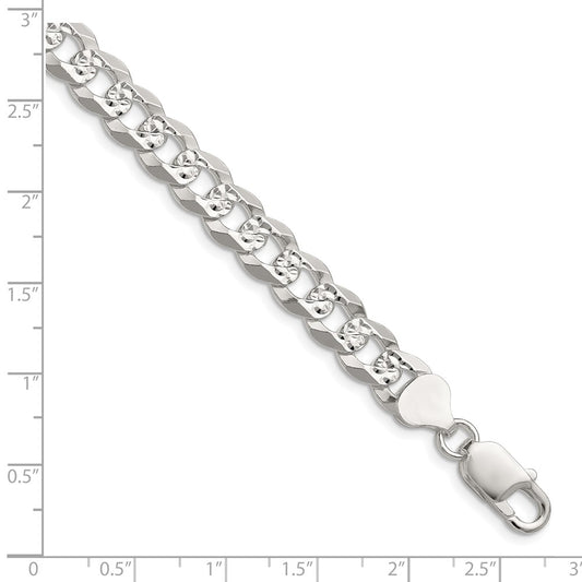 Buy Stylish Sterling Silver 8.25mm Flat Diamond Cut Pave Curb Chain