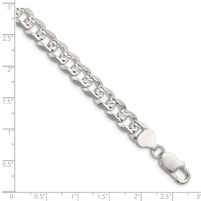 Buy Stylish Sterling Silver 8.25mm Flat Diamond Cut Pave Curb Chain-2