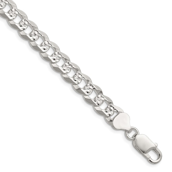 8.25mm Flat Diamond-Cut Pave Curb Chain in Sterling Silver - Style GR1-1029882