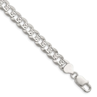 Buy Stylish 8.25mm Flat Diamond-Cut Pave Curb Chain in Sterling Silver