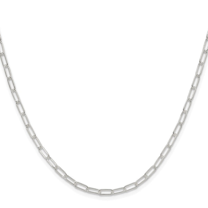 Buy Stylish 2.9mm Elongated Cable Chain in Rhodium-Plated Sterling Silver-2