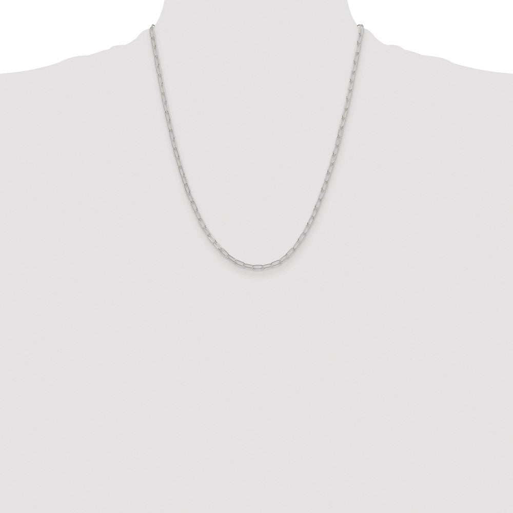 Exclusive 2.9mm Polished Elongated Cable Chain in Rhodium-Plated Sterling Silver