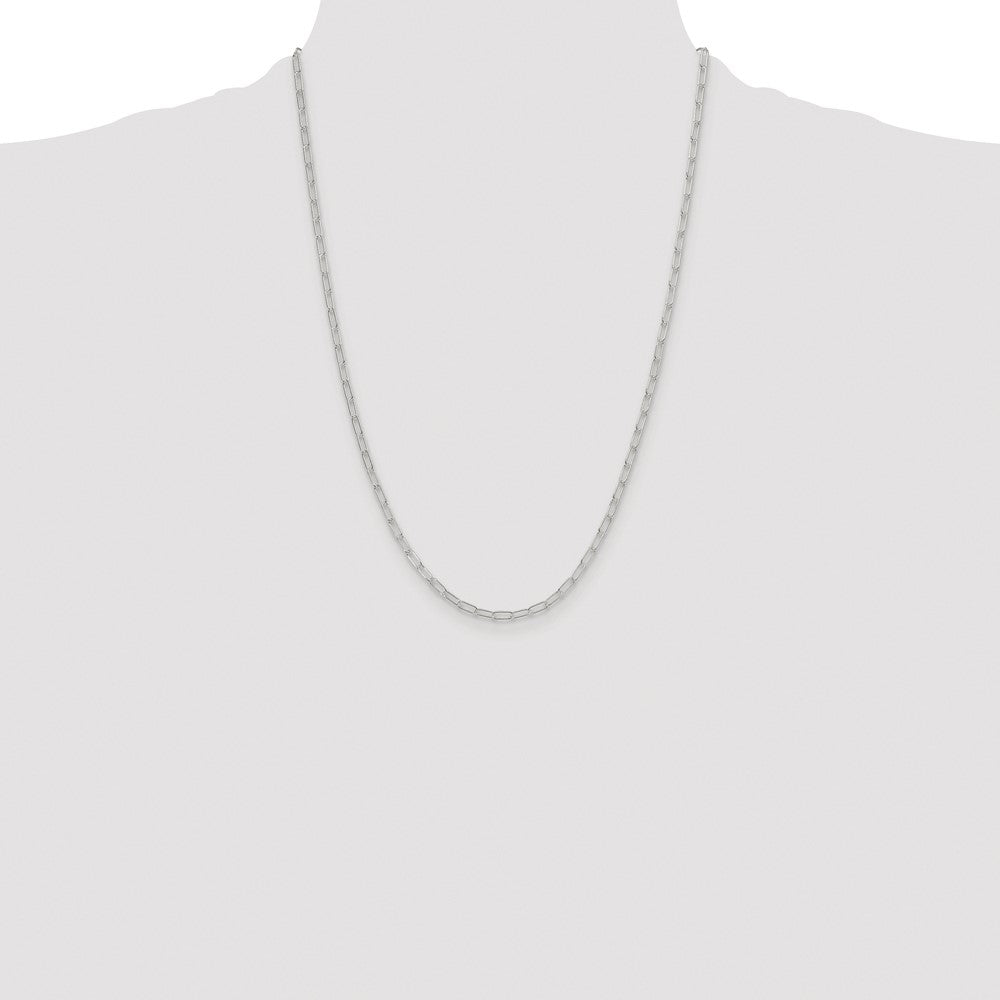 Buy Stylish 2.9mm Elongated Cable Chain in Rhodium-Plated Sterling Silver