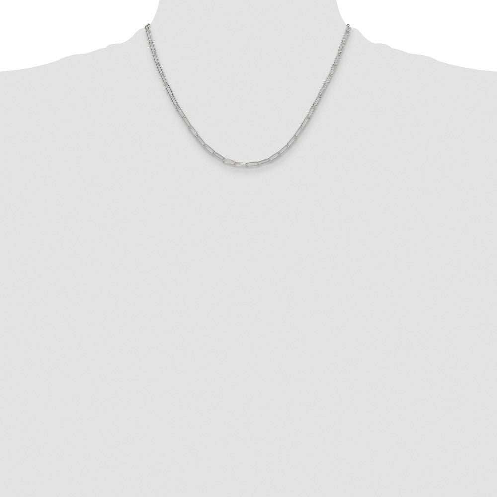 High-Quality 3.15mm Sterling Silver Paperclip Chain, Stylish Rhodium Plating