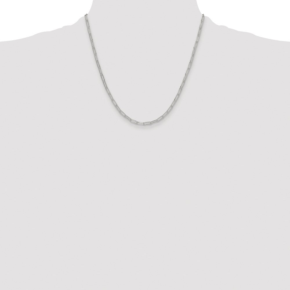 Buy Stylish 3.15mm Polished Sterling Silver Rhodium-Plated Paperclip Chain