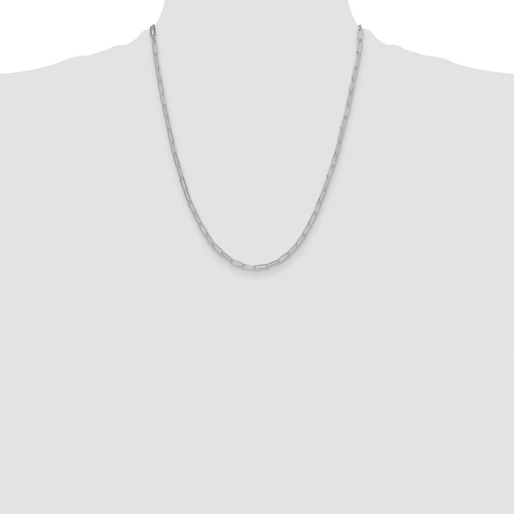 Buy Stylish 3.15mm Polished Paperclip Chain in Rhodium-Plated Silver