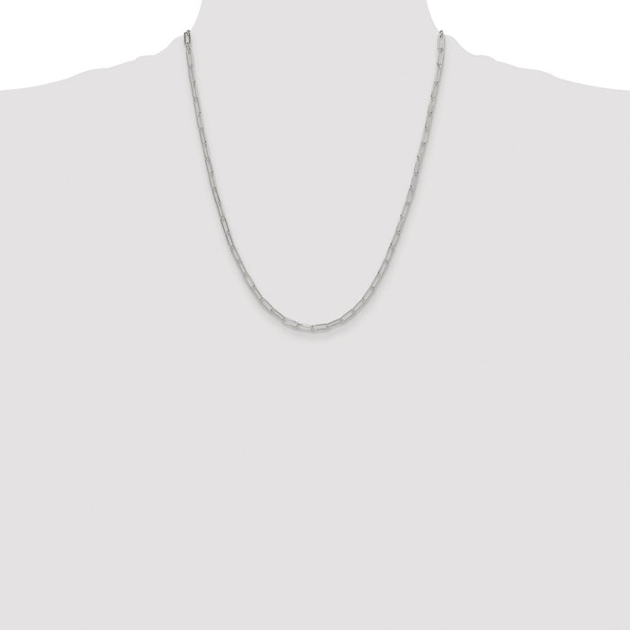 Buy Stylish 3.15mm Polished Paperclip Chain in Rhodium-Plated Silver-4