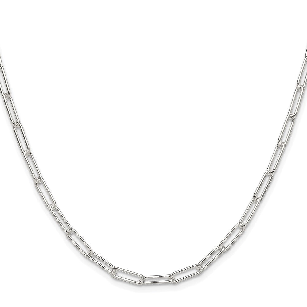 Buy Exclusive 3.5mm Polished Elongated Cable Chain in Rhodium-Plated Silver
