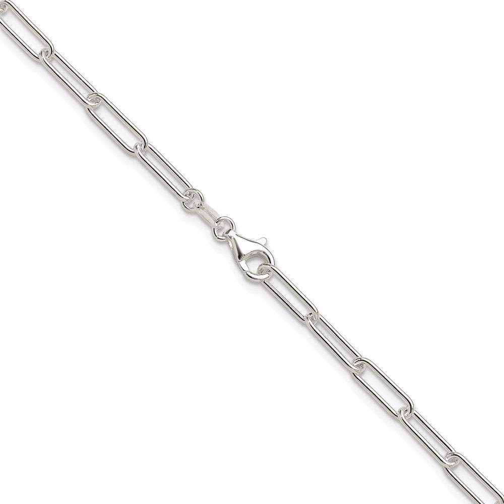 Buy Exclusive 3.5mm Polished Elongated Cable Chain in Rhodium-Plated Silver