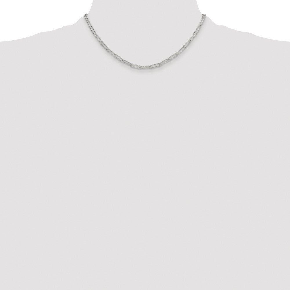 High-Quality 3.5mm Elongated Cable Chain, Rhodium-Plated Sterling Silver Value