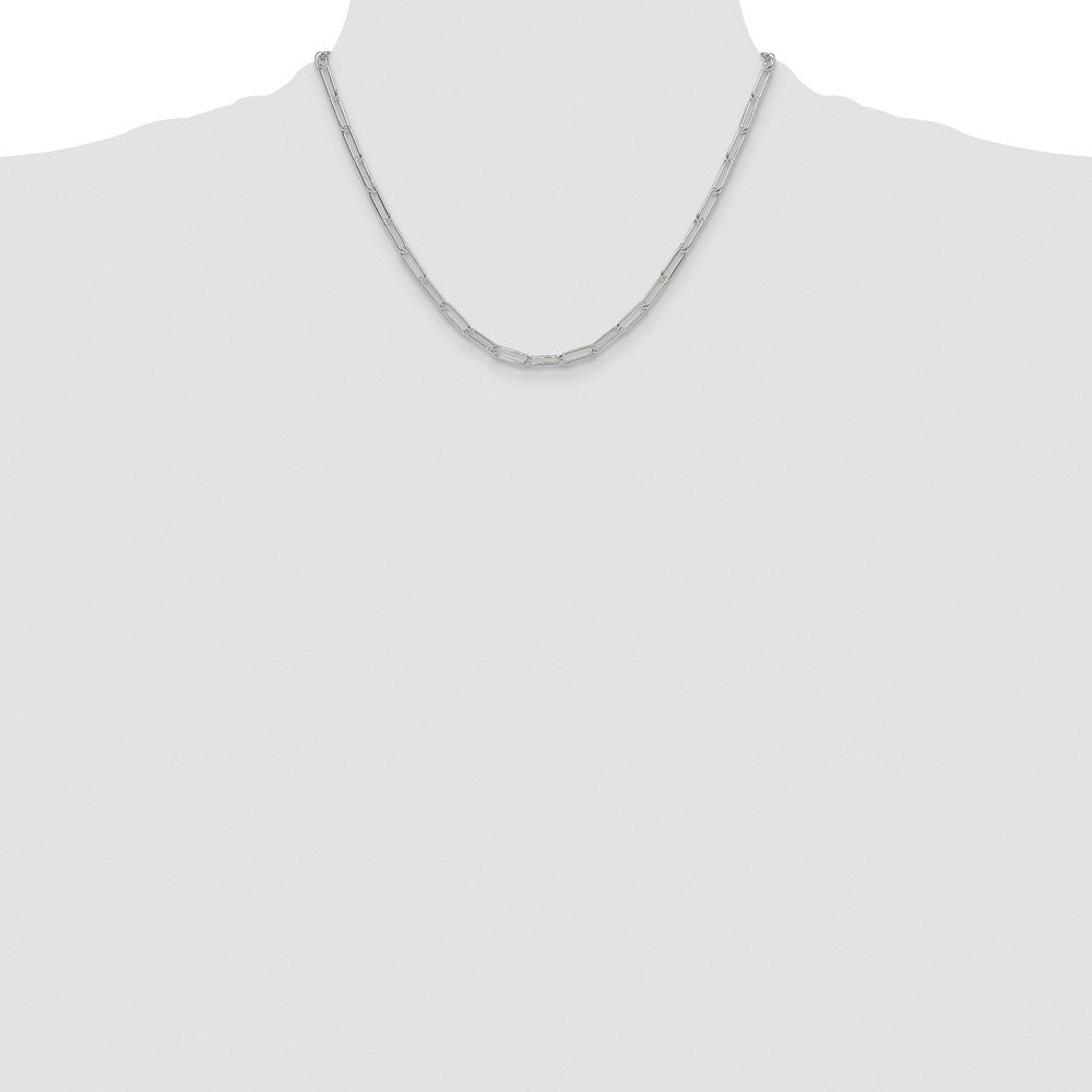 Buy Stylish 3.5mm Rhodium-Plated Sterling Silver Elongated Cable Chain