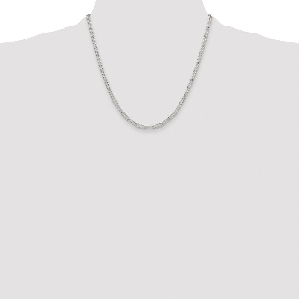 Buy Exclusive 3.5mm Polished Elongated Cable Chain in Rhodium-Plated Silver