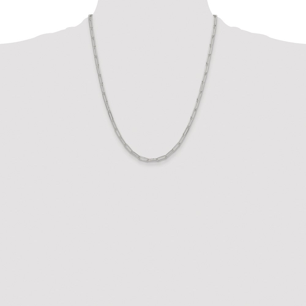 Buy Exclusive 3.5mm Polished Elongated Cable Chain in Rhodium-Plated Silver
