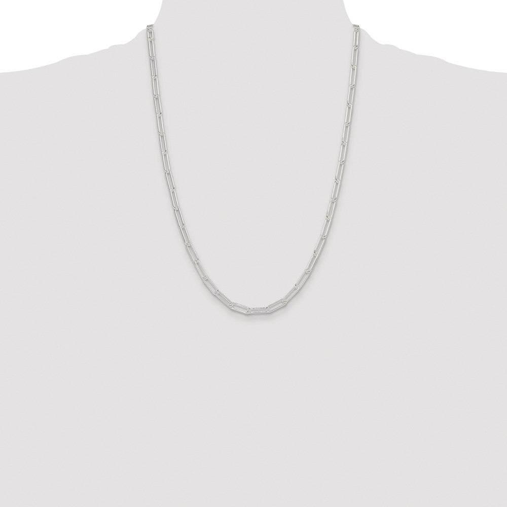 Buy Stylish 4.5mm Polished Sterling Silver Paperclip Chain - Rhodium-Plated Value