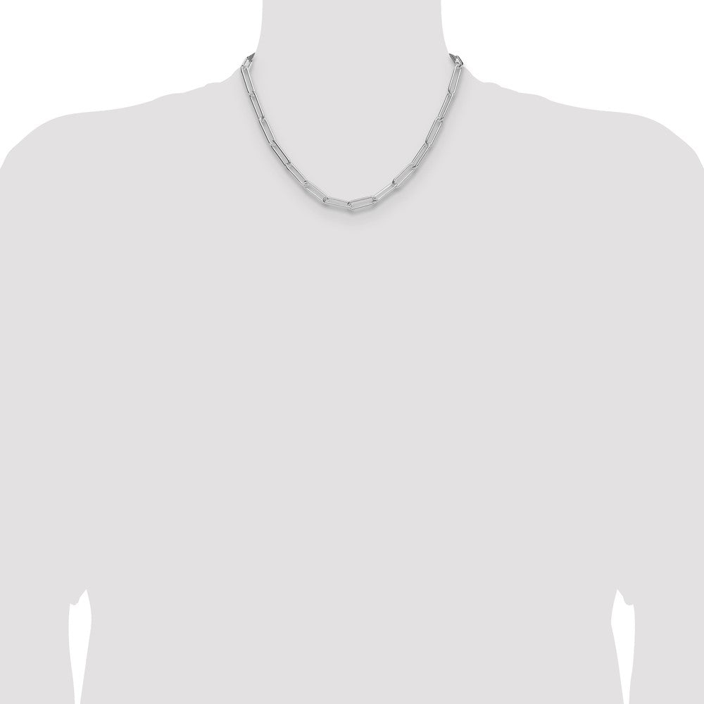 Buy Stylish 5.5mm Polished Sterling Silver Rhodium-Plated Paperclip Chain