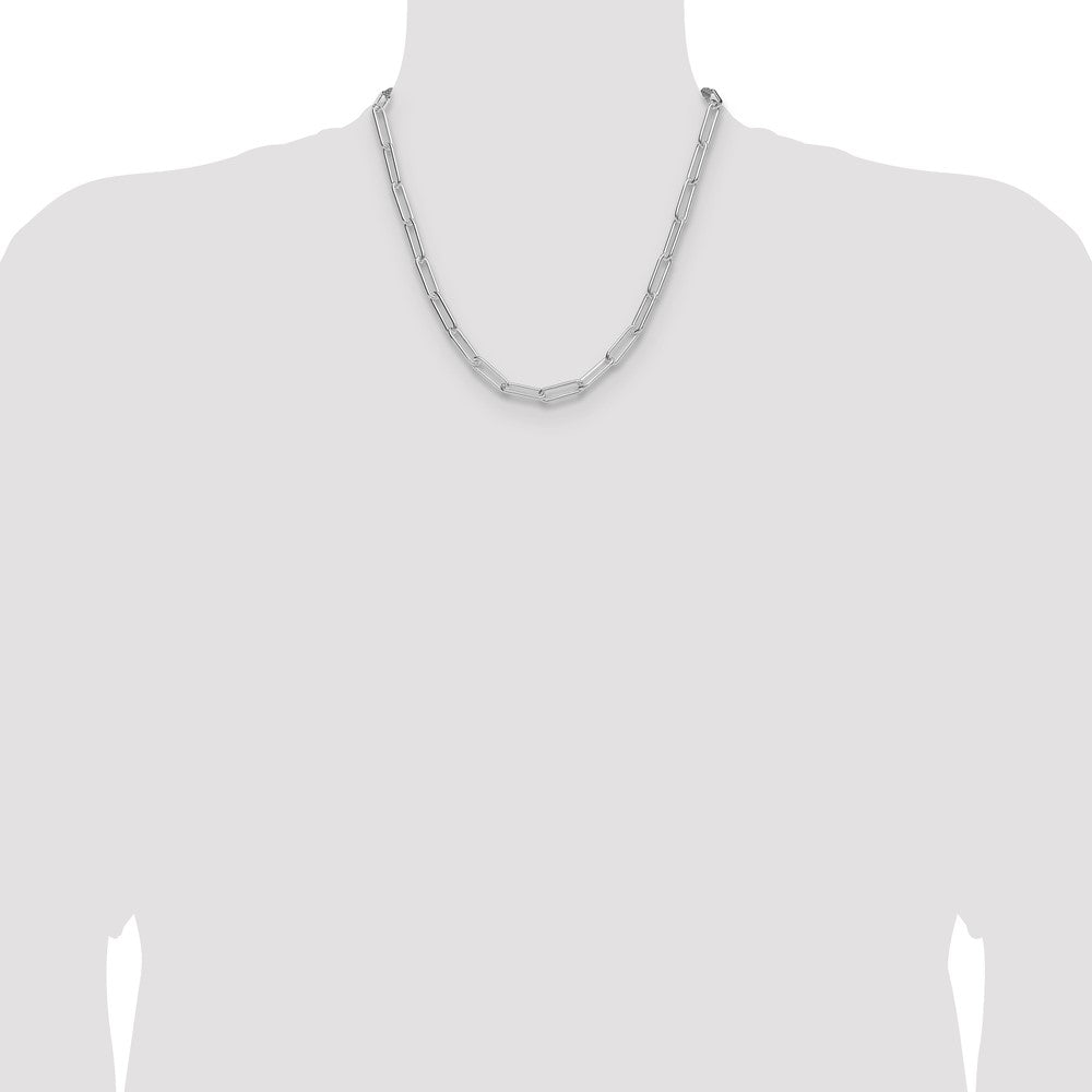 Buy Stylish 5.5mm Polished Sterling Silver Rhodium-Plated Paperclip Chain