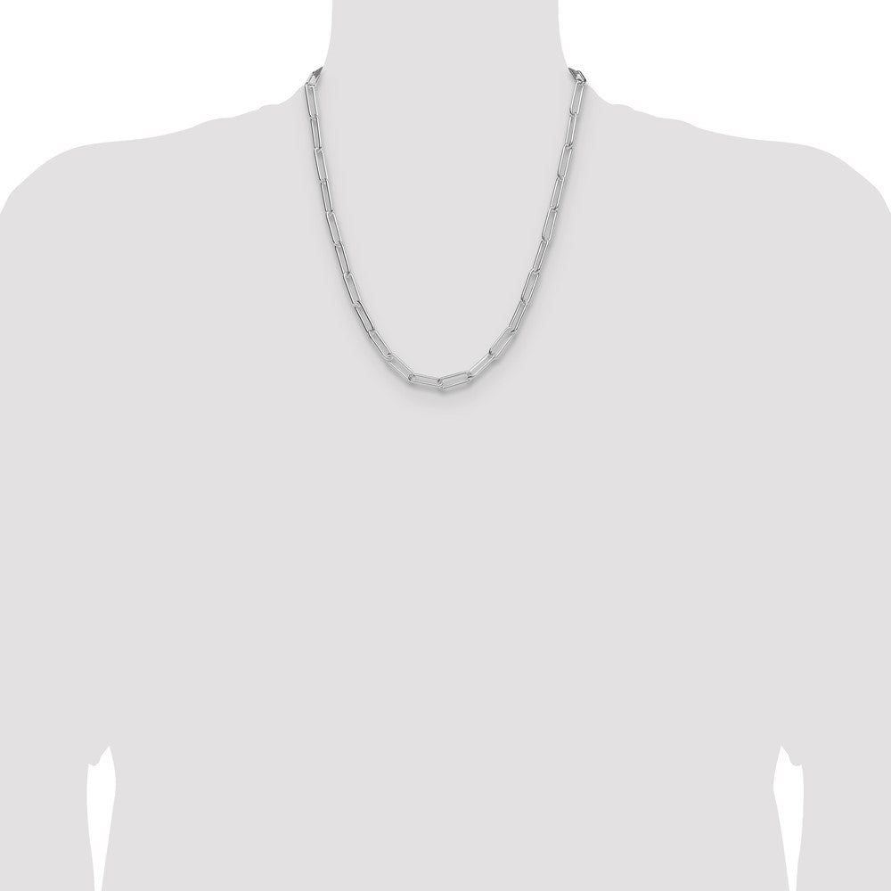 Exclusive 5.5mm Rhodium-Plated Sterling Silver Paperclip Chain - Stylish Value!