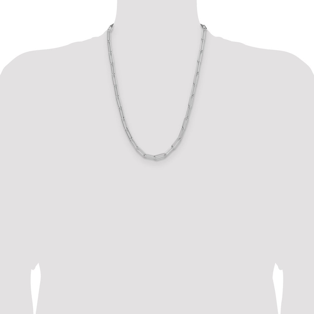 Exclusive 5.5mm Sterling Silver Paperclip Chain - Luxury Rhodium-Plated Design