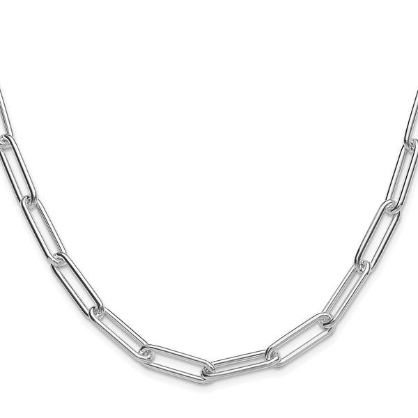 6.5mm Polished Sterling Silver Rhodium-Plated Paperclip Chain - Style GR1-1030769