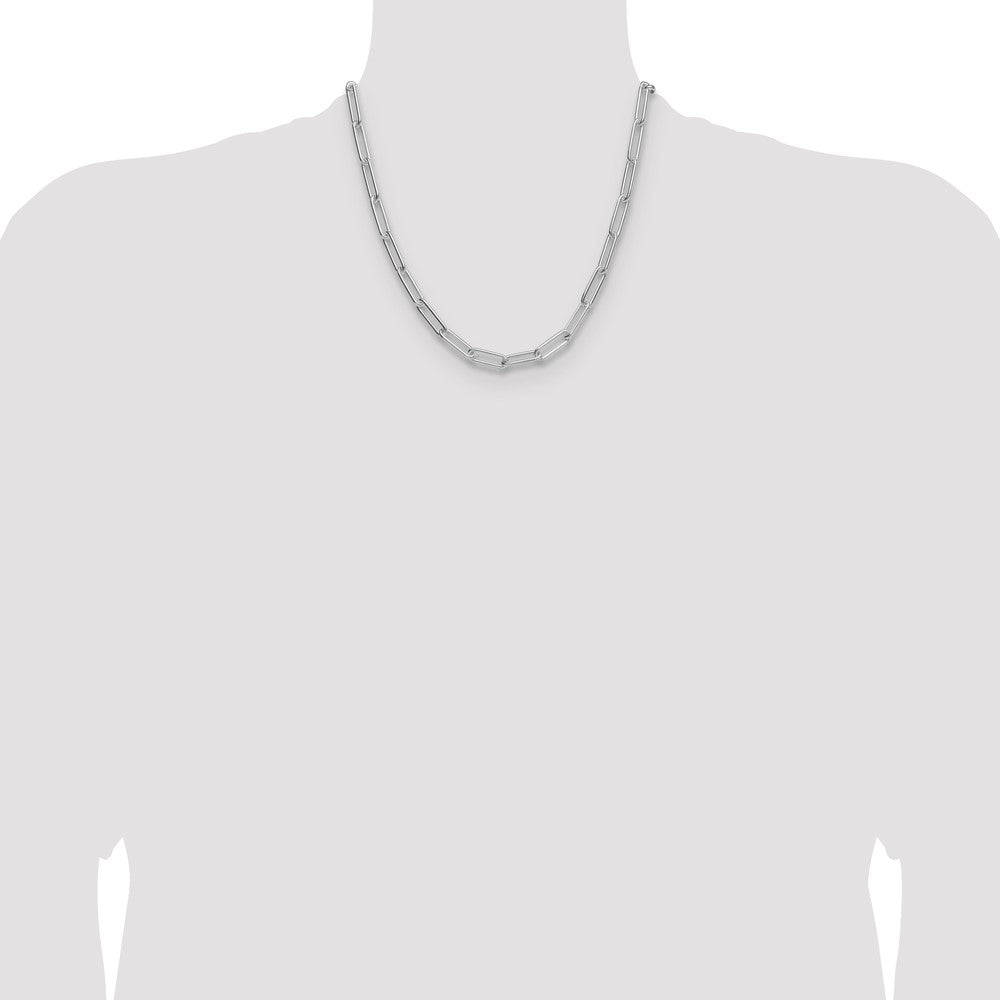 Buy Stylish 6.5mm Polished Sterling Silver Rhodium-Plated Paperclip Chain