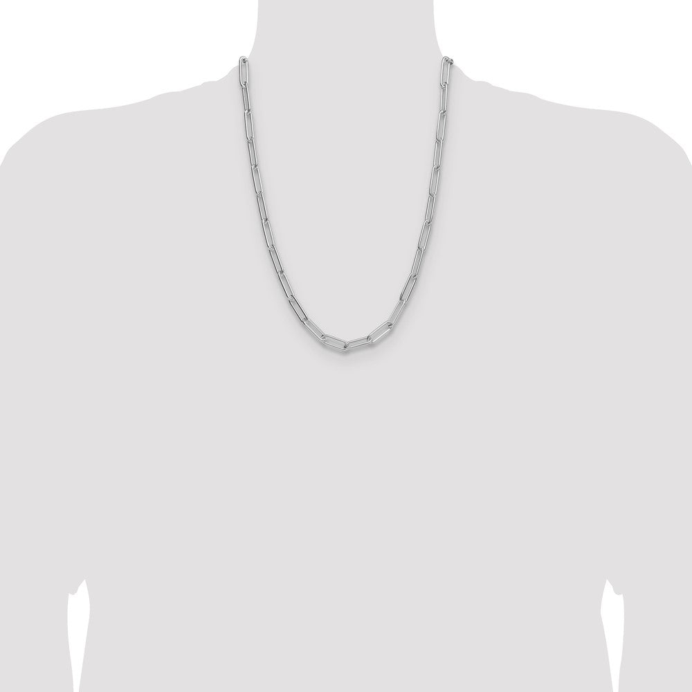 Buy Stylish 6.5mm Rhodium-Plated Sterling Silver Paperclip Chain - Affordable Luxury