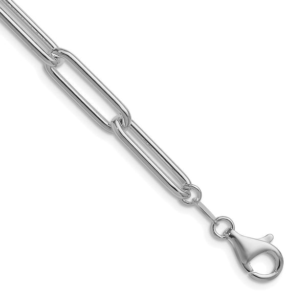6.5mm Sterling Silver Paperclip Chain - Rhodium-Plated