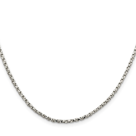 High-Quality 2.25mm Twisted Box Link Chain in Sterling Silver | Stylish Value