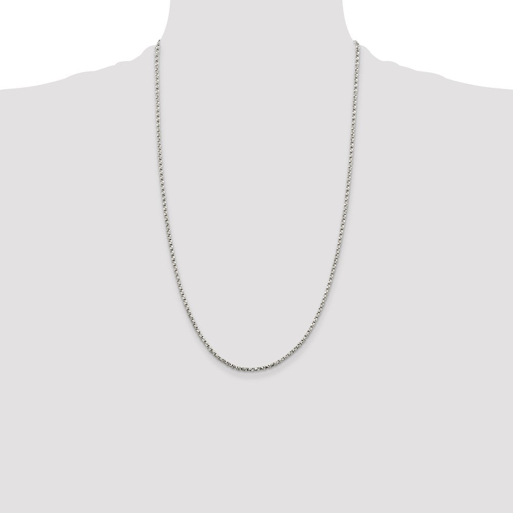 High-quality 2.25mm Twisted Box Chain in Sterling Silver | Stylish Value