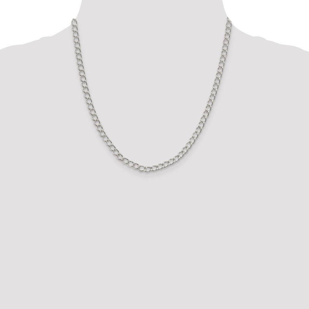 Buy Stylish 4.5mm Sterling Silver Half-Round Curb Chain - Luxury Value!
