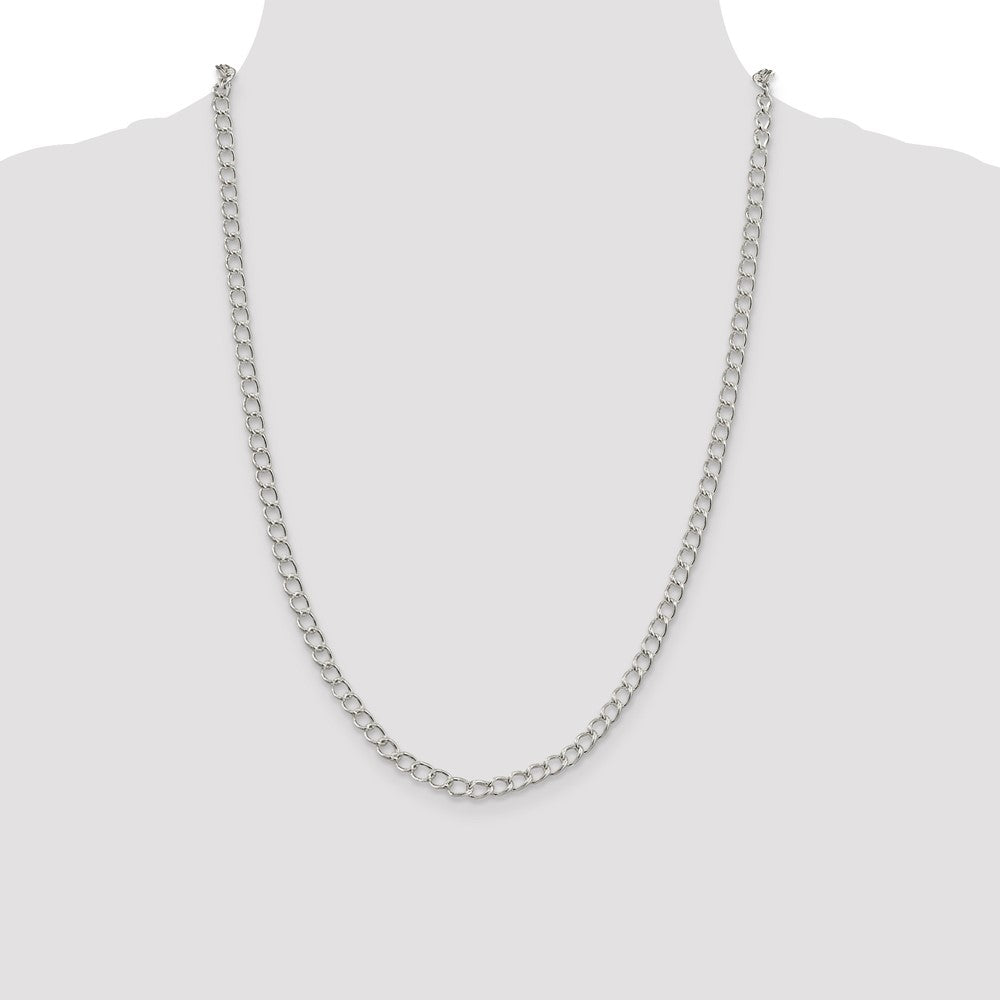 Buy Stylish 4.5mm Sterling Silver Half-Round Open Curb Chain - Luxury Value!