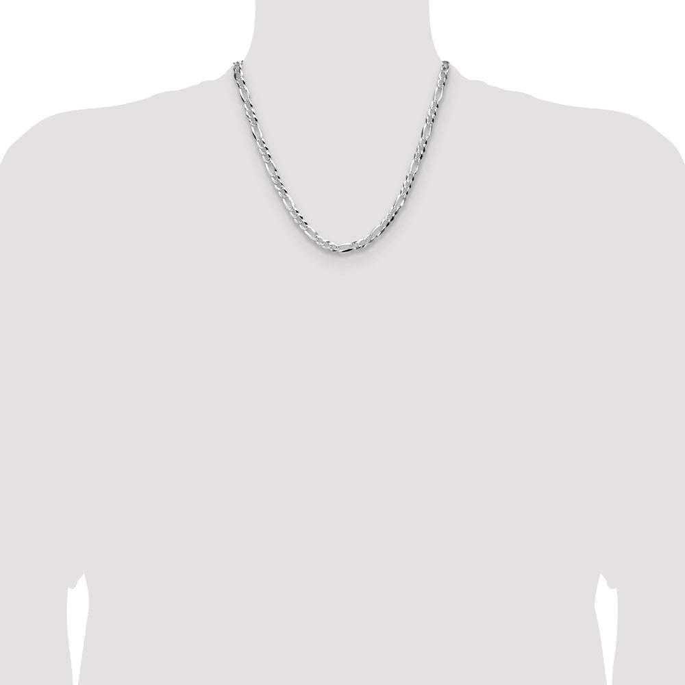 Exclusive 6.1mm Flat Diamond-Cut Pave Figaro Chain in Sterling Silver - Stylish Value