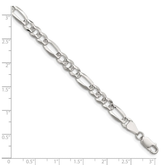 Buy Stylish 6.1mm Sterling Silver Flat Diamond-Cut Figaro Chain - Affordable Luxury