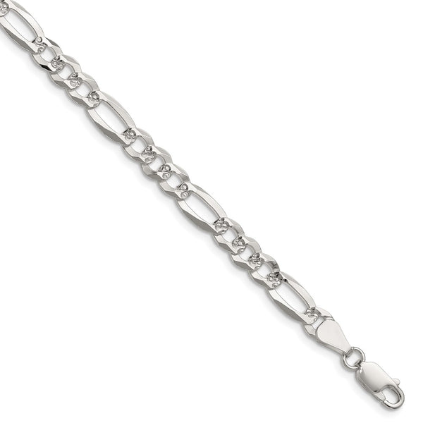 6.1mm Sterling Silver Diamond-Cut Figaro Chain