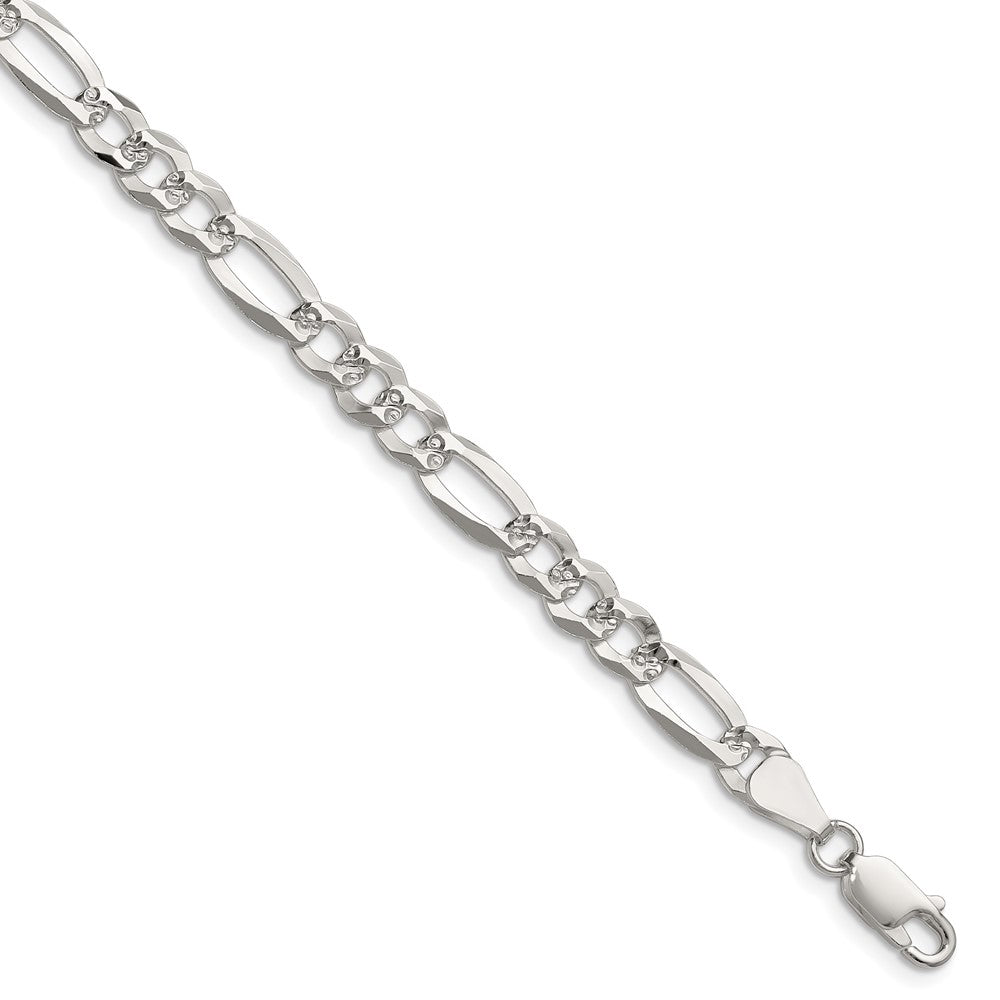 High-Quality 6.1mm Sterling Silver Diamond-Cut Figaro Chain - Stylish & Affordable