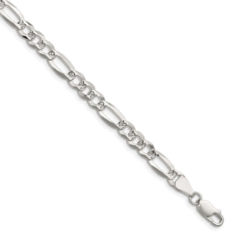 Buy Stylish 6.1mm Sterling Silver Flat Diamond-Cut Figaro Chain - Affordable Luxury