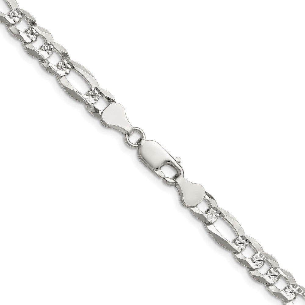Buy Stylish 7.0mm Sterling Silver Flat Diamond-Cut Figaro Chain - Luxury Value