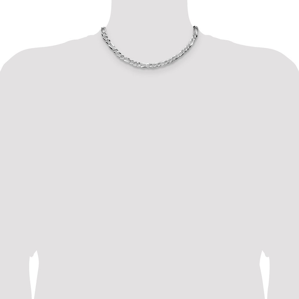 Exclusive Sterling Silver 7.0mm Flat Diamond-Cut Figaro Chain - Stylish Value!