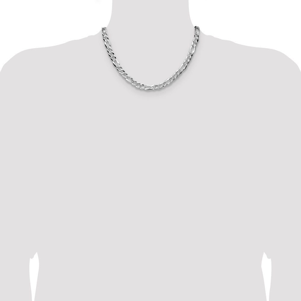 High-Quality 7.0mm Sterling Silver Flat Diamond-Cut Figaro Chain - Stylish Value