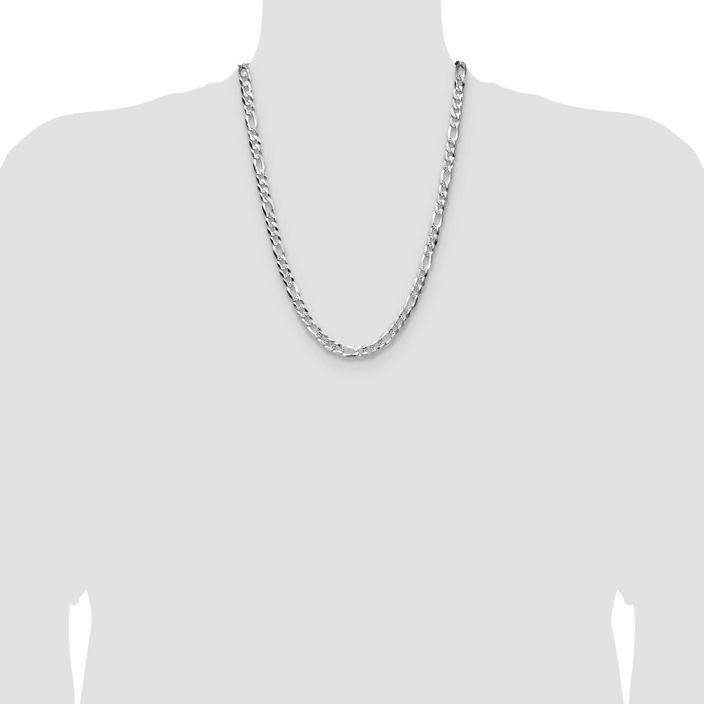 Buy Stylish 7.0mm Sterling Silver Flat Diamond-Cut Figaro Chain - Luxury Value