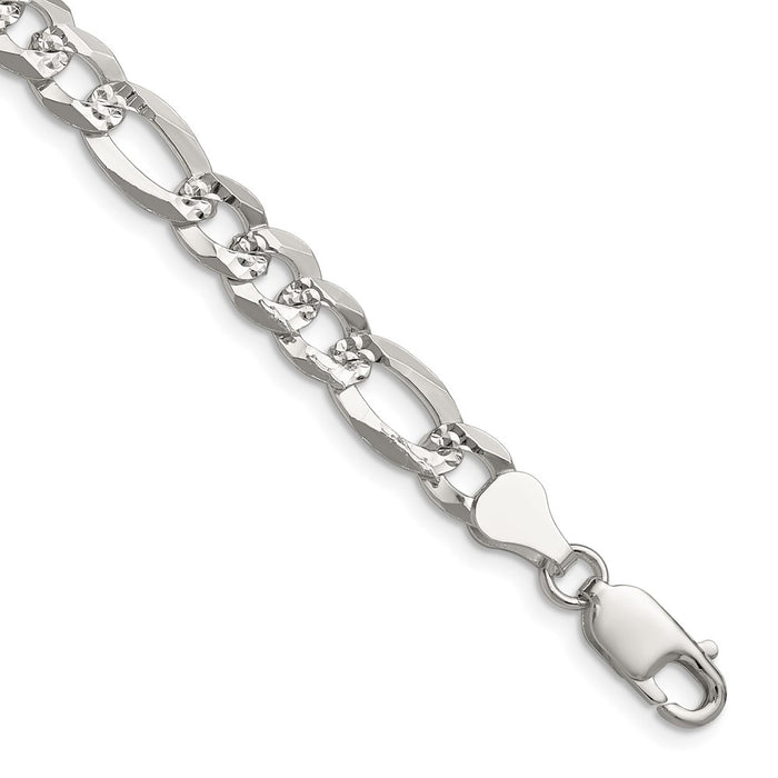 Exclusive Sterling Silver 7.0mm Flat Diamond-Cut Figaro Chain - Stylish Value!-1