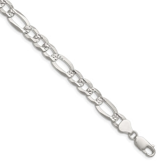 Exclusive 8.0mm Sterling Silver Flat Diamond-Cut Pave Figaro Chain - Stylish Value